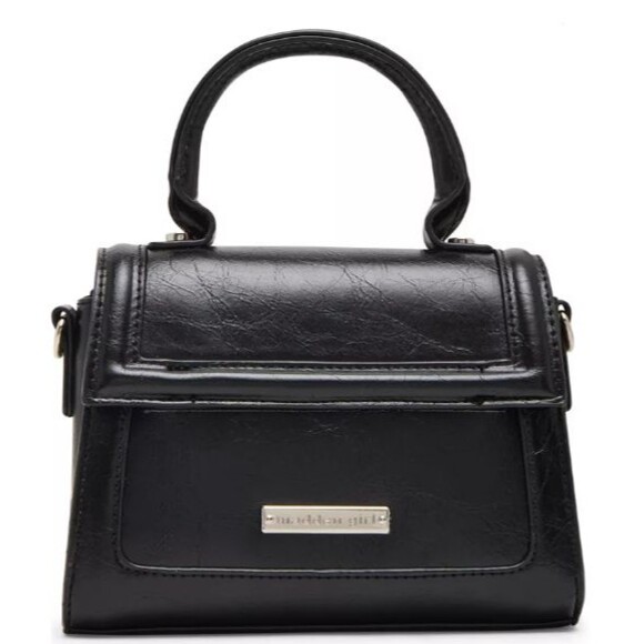 MADDEN GIRL 2-Piece Morganb Crossbody Top Handle Bag Wallet Set Black Silver NIB - Picture 3 of 5